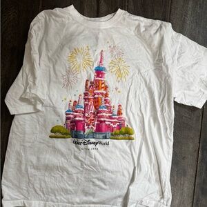Disney White Tee with Colorful Castle Design
